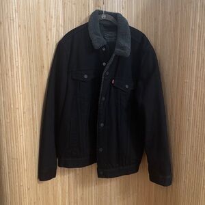 Levi's Black Jacket with Gray Sherpa Collar